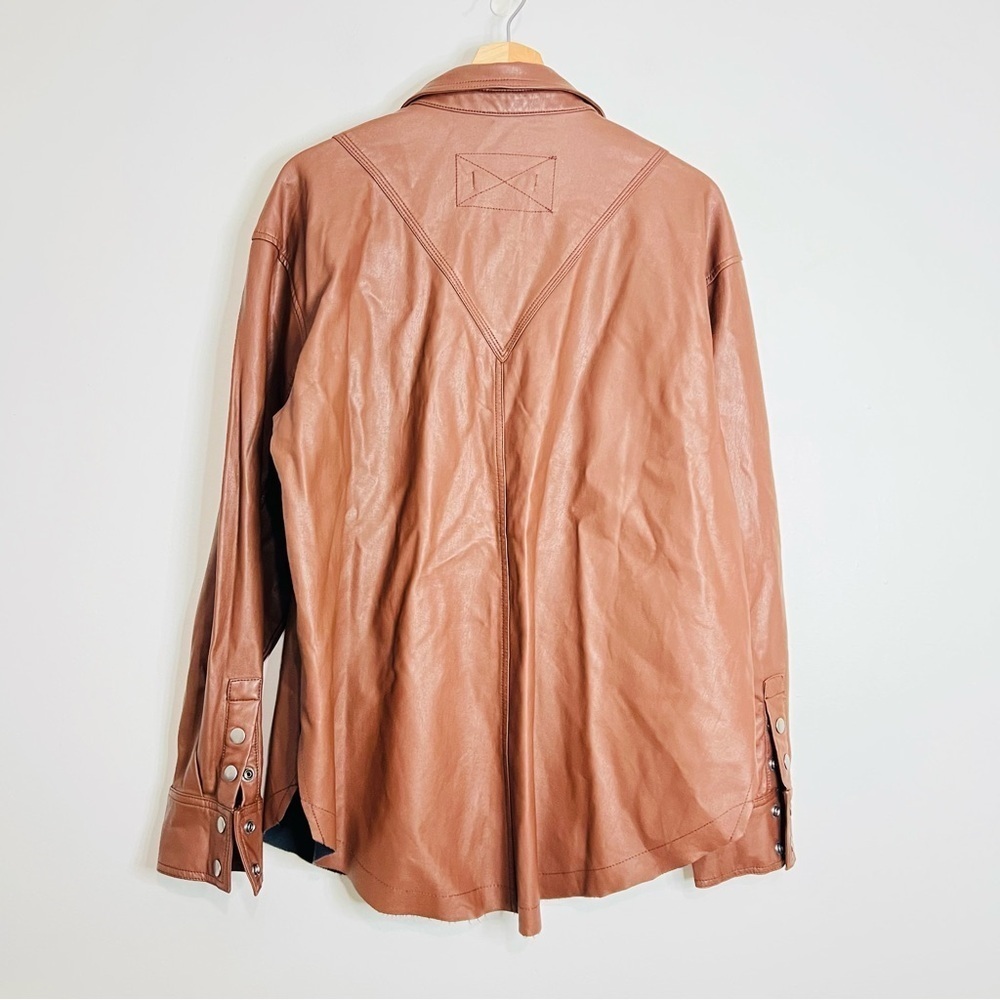 Free People Easy Rider Faux Leather Shacket in Desert Topaz brown size small - Picture 7 of 9